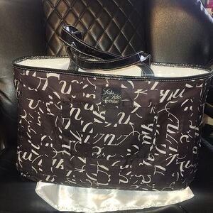 Saks Fifth Avenue Monogram Black and White Tote